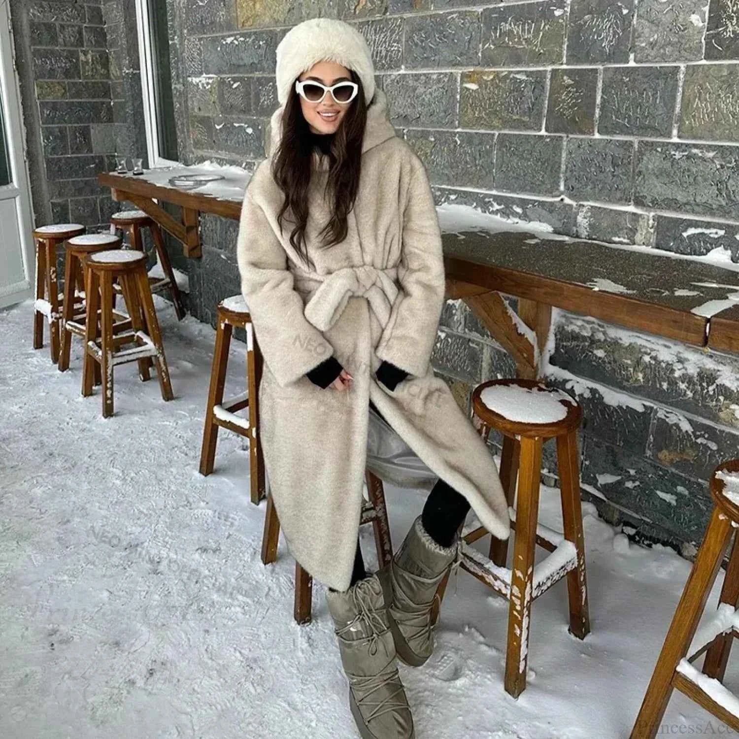 Chic Neo-Minz-Gürtelüberhang mit Pelzfutter für einen luxuriösen Winter-Look