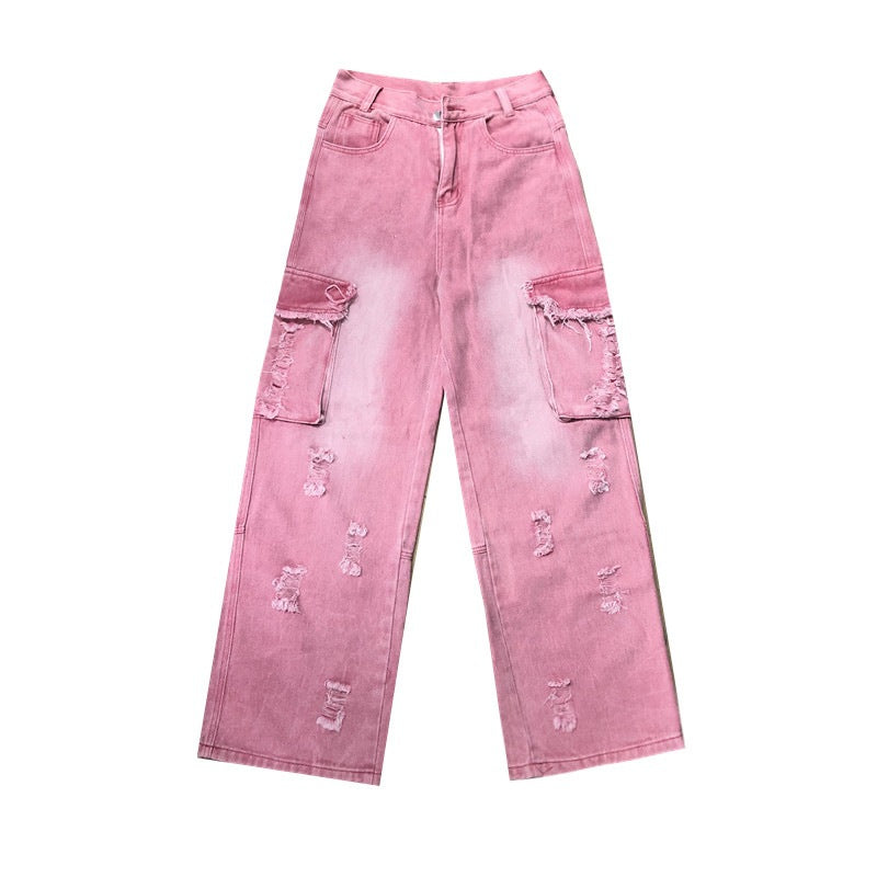 Neriah | Luxus rosafarbene gewaschene Jeans für einen stilvollen Look