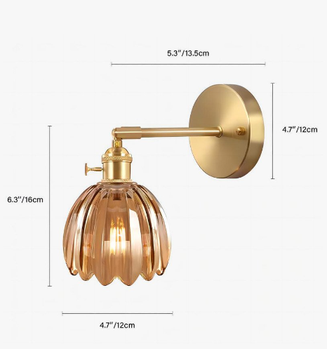 Retro elegante und originelle Tulpen-Blumenwandleuchte aus Glas