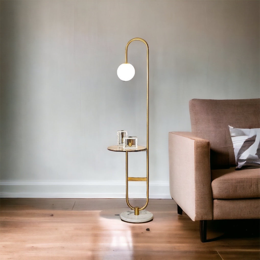 Oranthe - Moderne nordische LED-Floorlampe mit elegantem rundem Beistelltisch für stilvolle Beleuchtung und Komfort