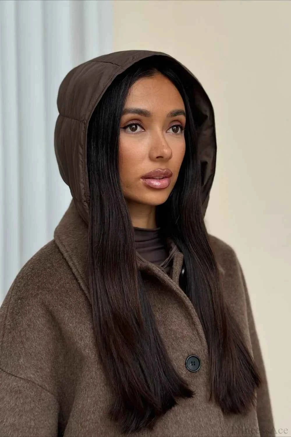 Wendbarer Mantel aus meliertem Wolle mit Notch-Revers und legerem Schnitt