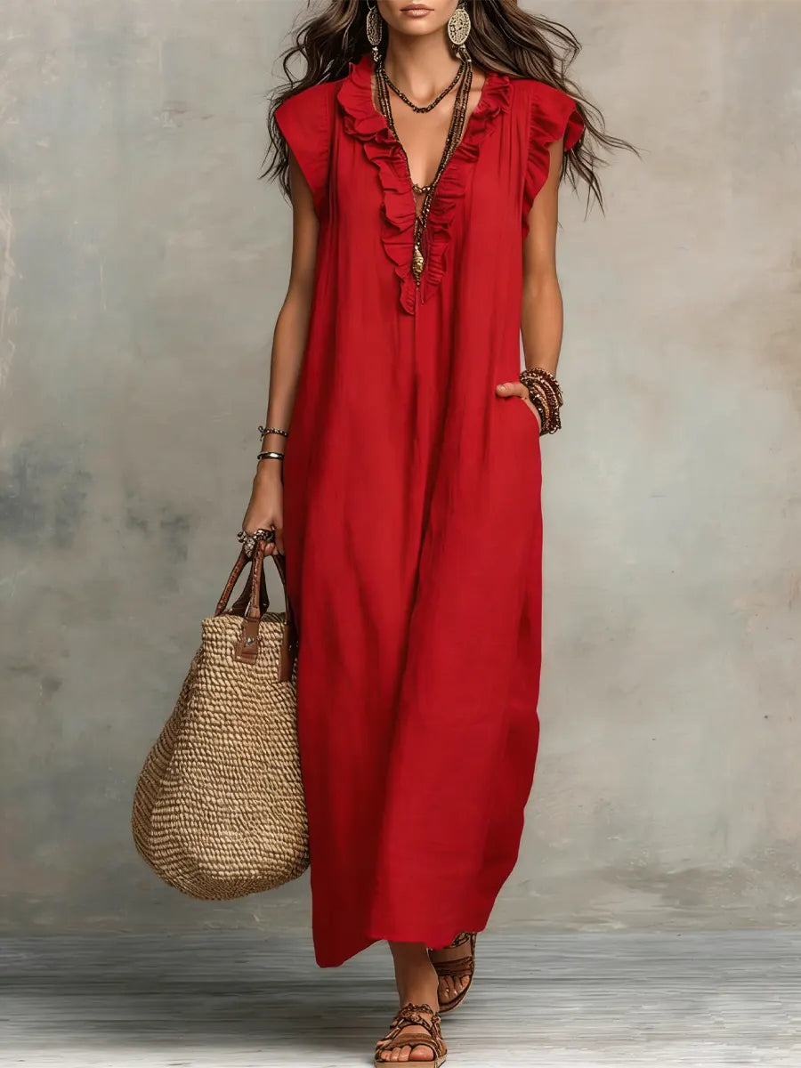 Boho-Kleid Damen, fließend, elegant & luftig mit Taschen
