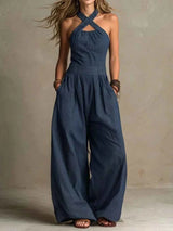 Elegant Jumpsuit mit crossover halsudskæring