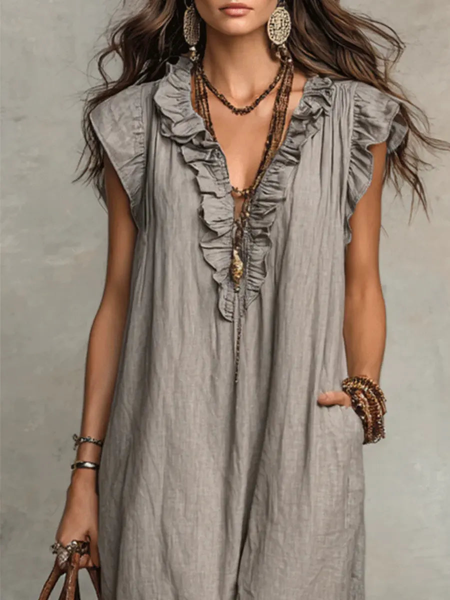Boho-Kleid Damen, fließend, elegant & luftig mit Taschen