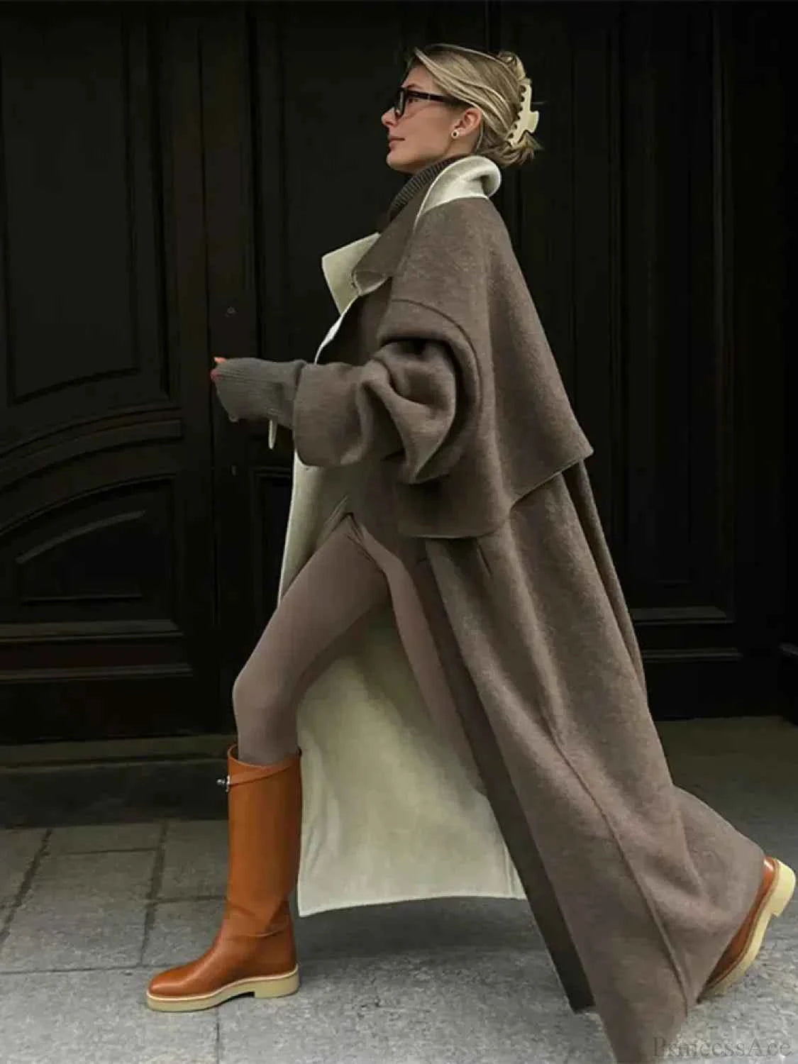 Luxuskarierter lässiger Mantel mit Reverskragen