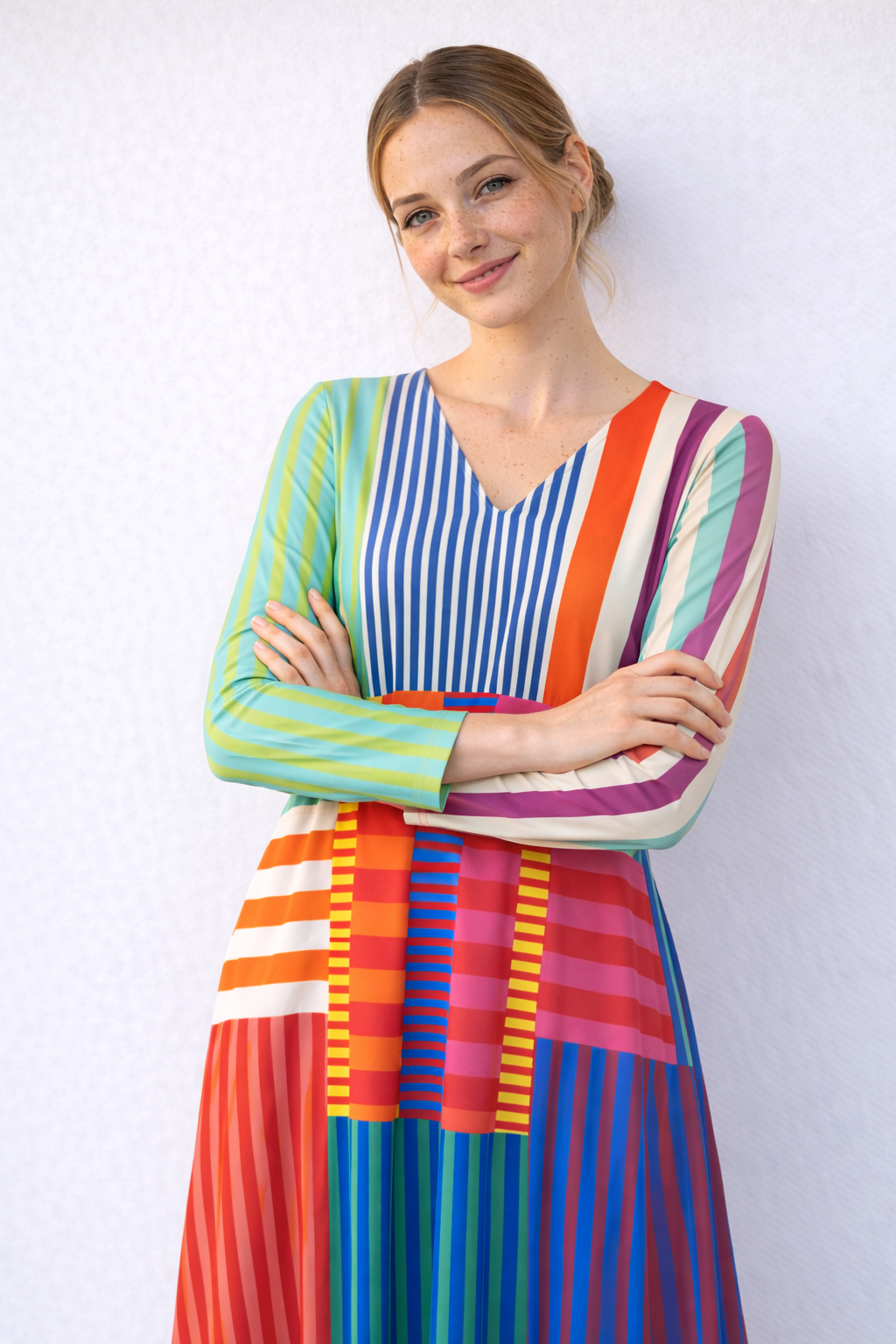 Rivka Elegantes Patchwork-Kleid für einen einzigartigen und stilvollen Look