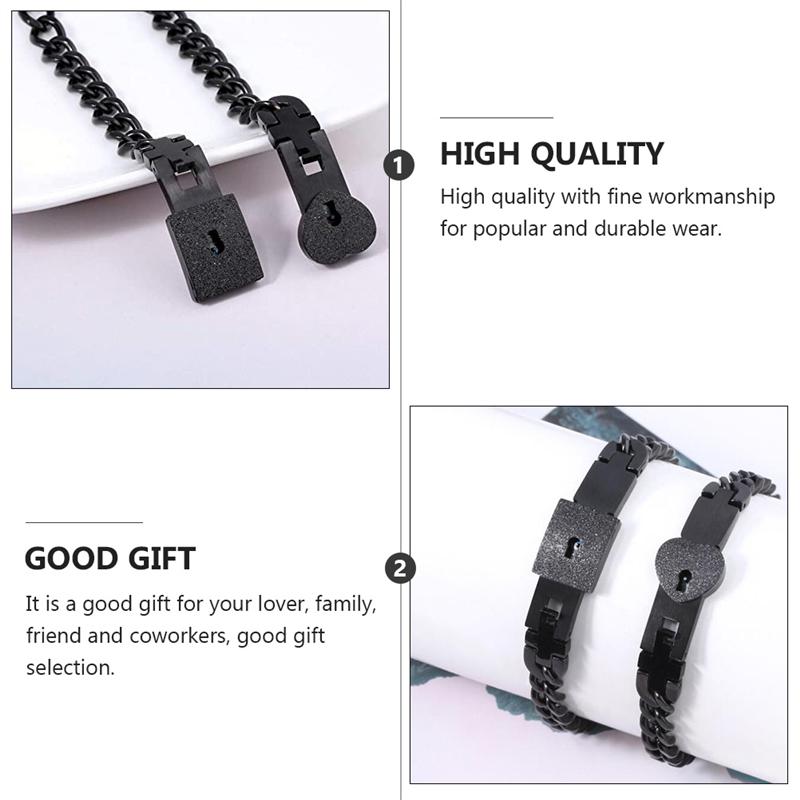Partnerarmband-Set Edelstahl für Paare - Schloss & Schlüssel Design