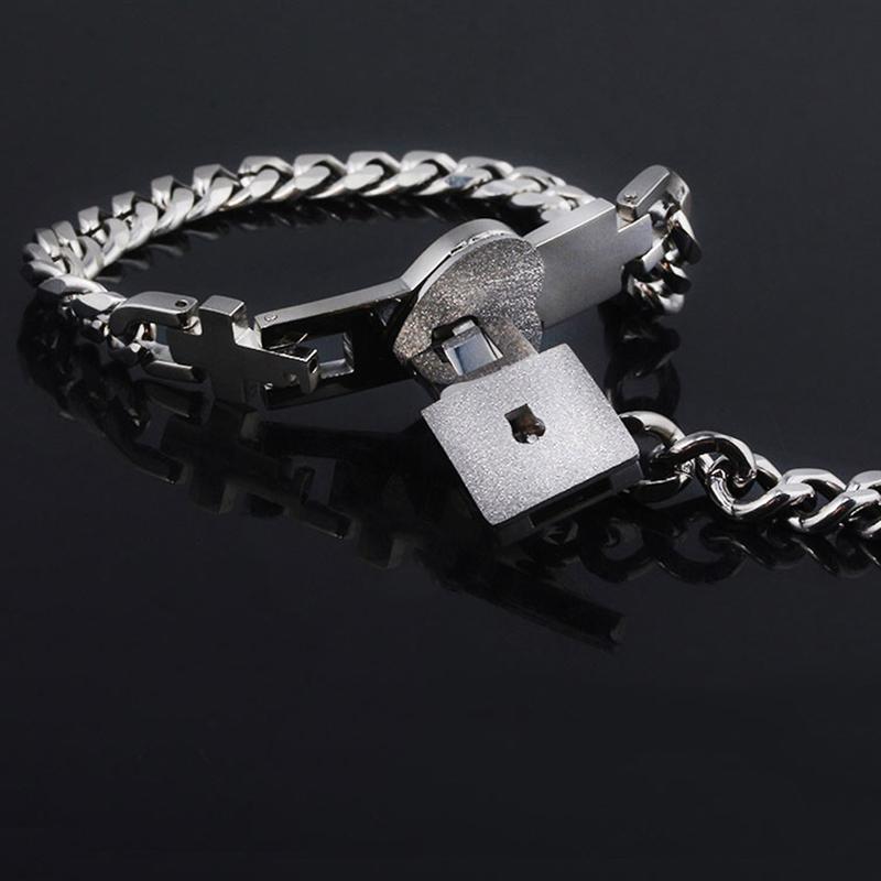 Partnerarmband-Set Edelstahl für Paare - Schloss & Schlüssel Design