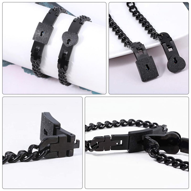 Partnerarmband-Set Edelstahl für Paare - Schloss & Schlüssel Design