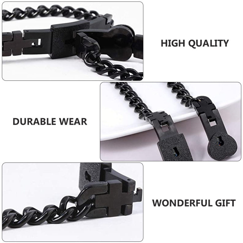Partnerarmband-Set Edelstahl für Paare - Schloss & Schlüssel Design