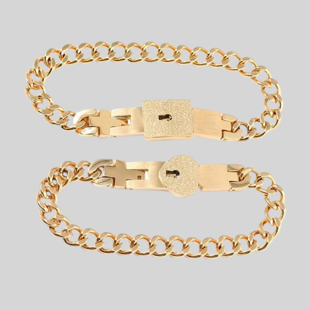 Partnerarmband-Set Edelstahl für Paare - Schloss & Schlüssel Design