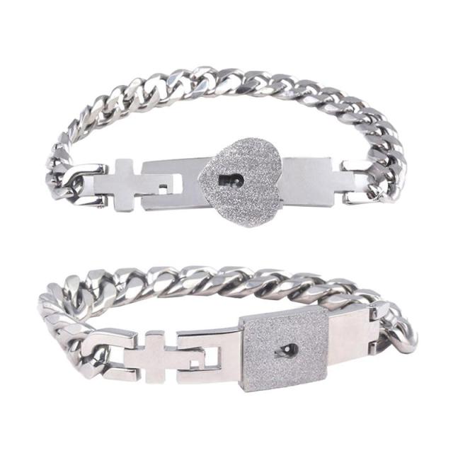 Partnerarmband-Set Edelstahl für Paare - Schloss & Schlüssel Design