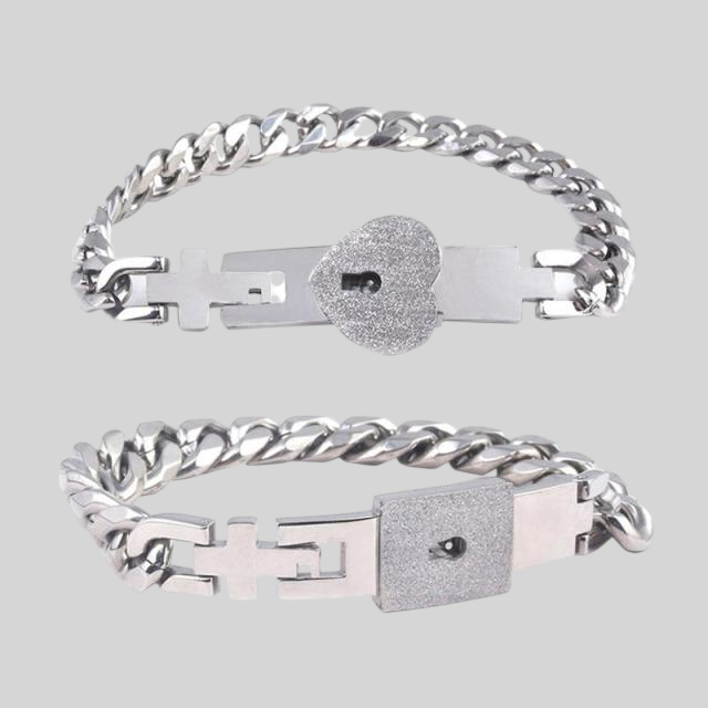 Partnerarmband-Set Edelstahl für Paare - Schloss & Schlüssel Design