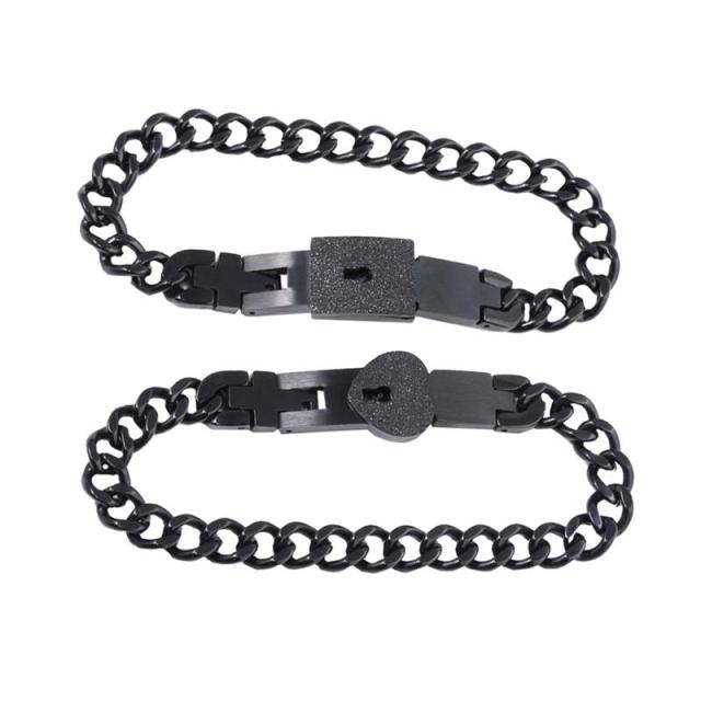 Partnerarmband-Set Edelstahl für Paare - Schloss & Schlüssel Design