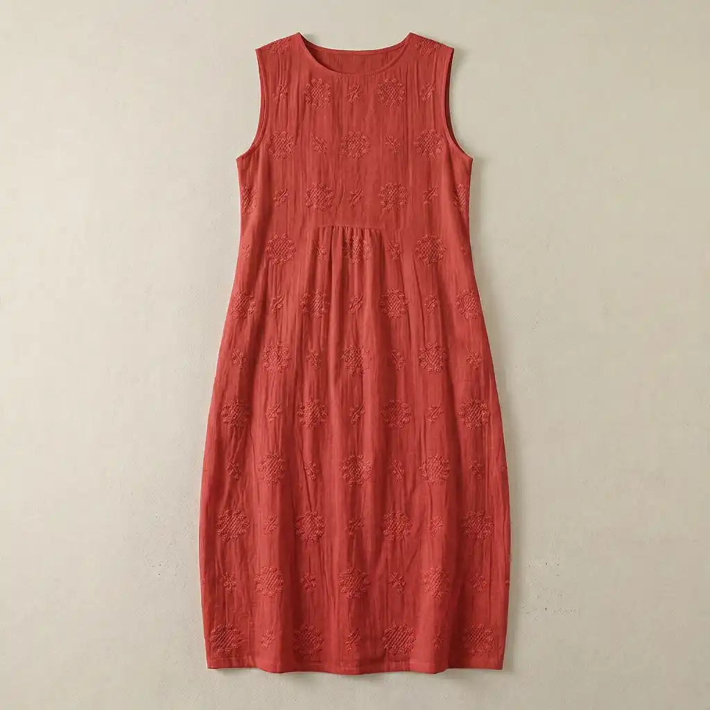 Élodie - Elegantes Oversized-Embroidered ärmelloses Kleid für einen anspruchsvollen Look