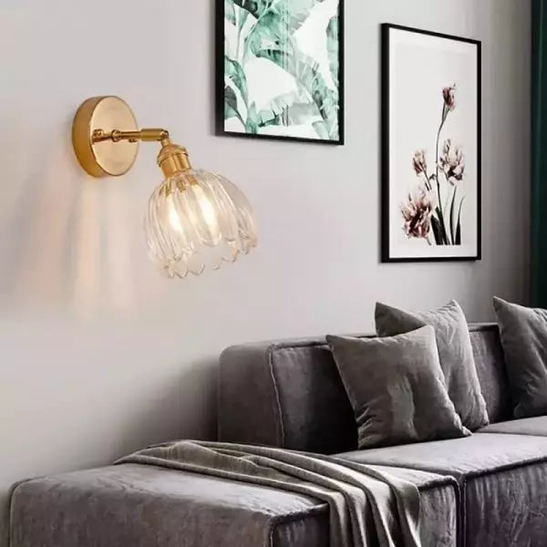 Retro elegante und originelle Tulpen-Blumenwandleuchte aus Glas