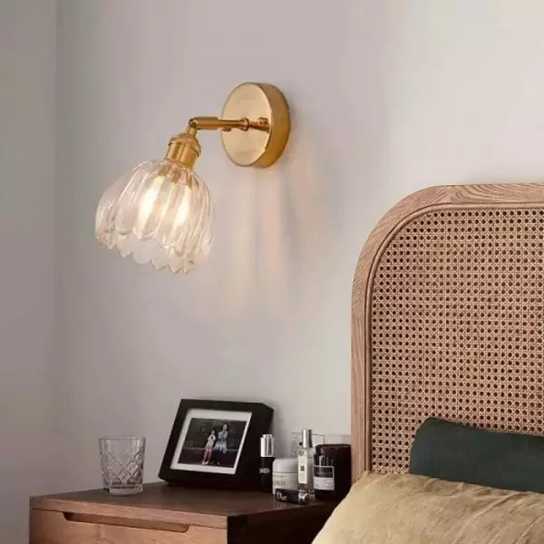 Retro elegante und originelle Tulpen-Blumenwandleuchte aus Glas