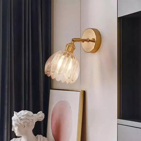Retro elegante und originelle Tulpen-Blumenwandleuchte aus Glas