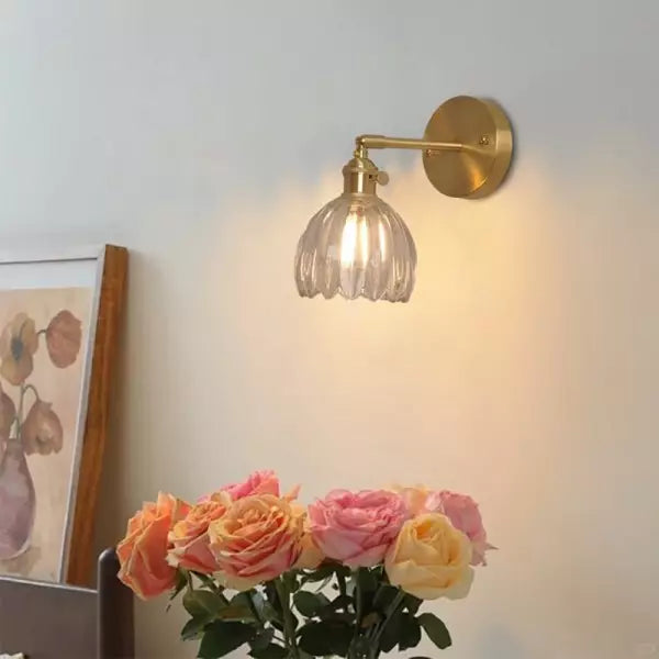 Retro elegante und originelle Tulpen-Blumenwandleuchte aus Glas