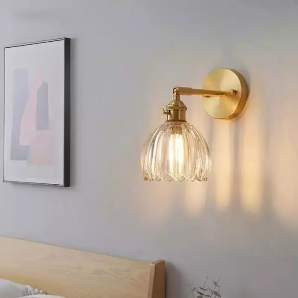 Retro elegante und originelle Tulpen-Blumenwandleuchte aus Glas