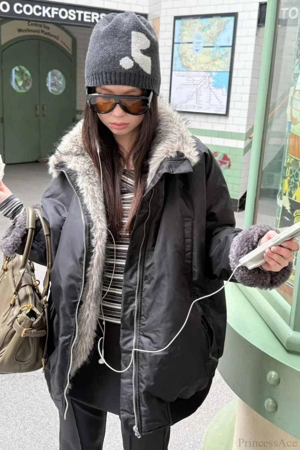 Wendbarer Patchwork Farbblock Fleecemantel für kuscheligen Stil