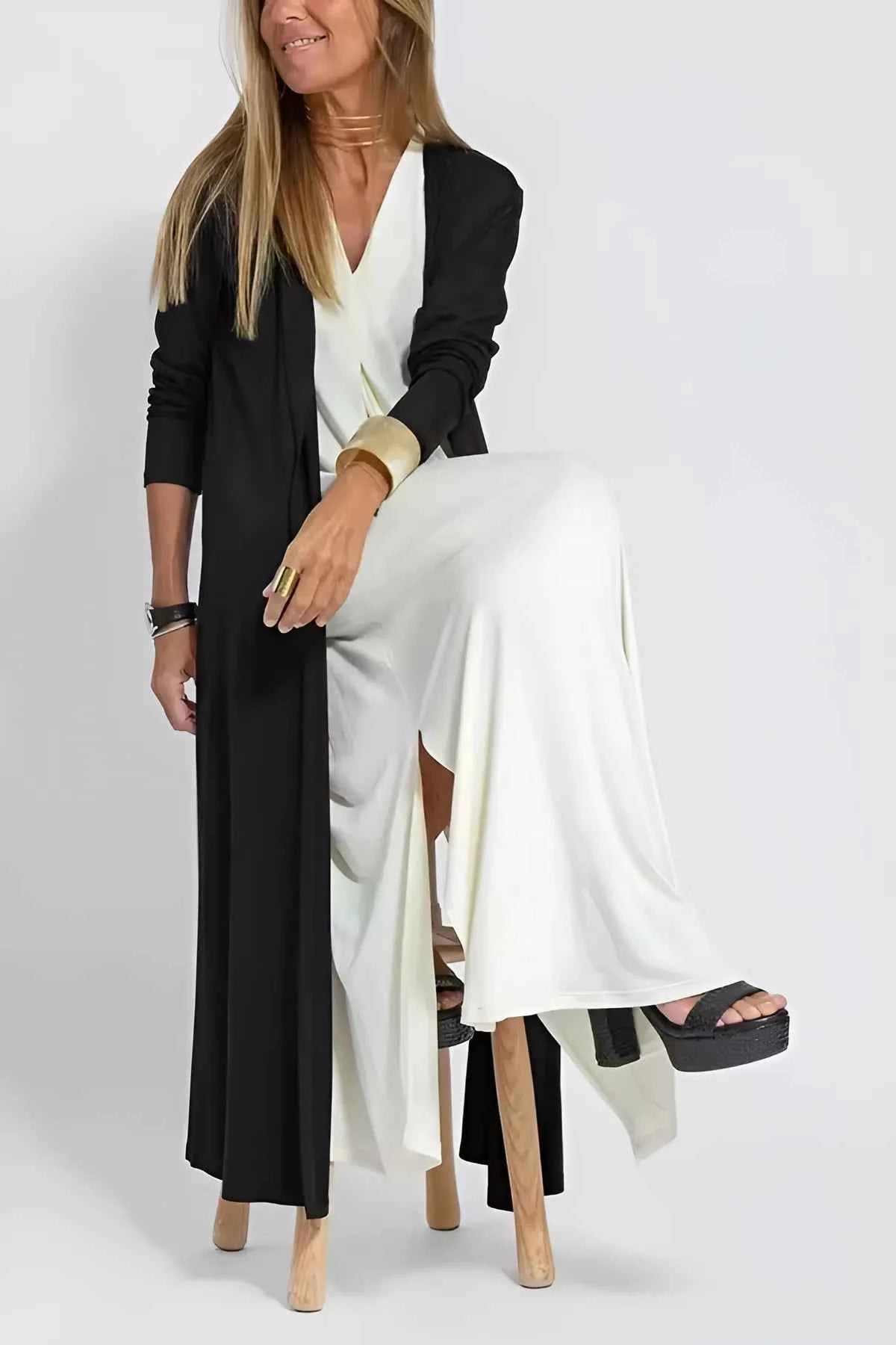 CLARA™ Schickes Maxikleid mit kostenlosem Cardigan – Müheloser Stil