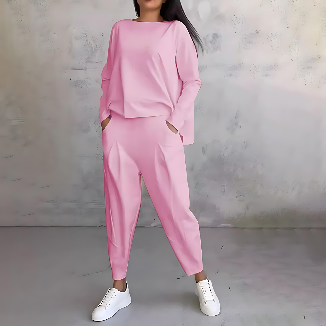 Maya Damen Freizeit-Set: Bequemes lockeres Top und Hose für jeden Tag