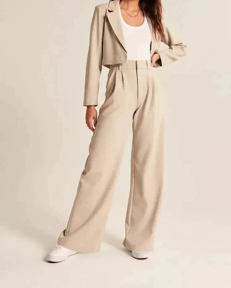 Saskia | Bequeme Hochtaillierte Weite Passform Hose für einen Stilvollen Look