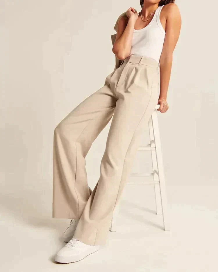 Saskia | Bequeme Hochtaillierte Weite Passform Hose für einen Stilvollen Look