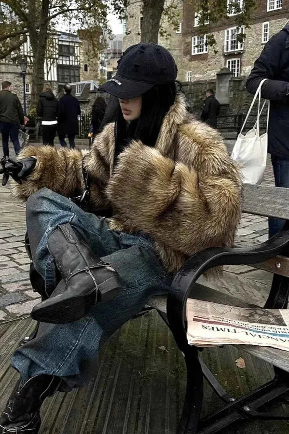 Kurze Fake-Fell Waschbär-Fell Gemütliche Warme Jacke Mantel