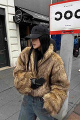 Kurze Fake-Fell Waschbär-Fell Gemütliche Warme Jacke Mantel