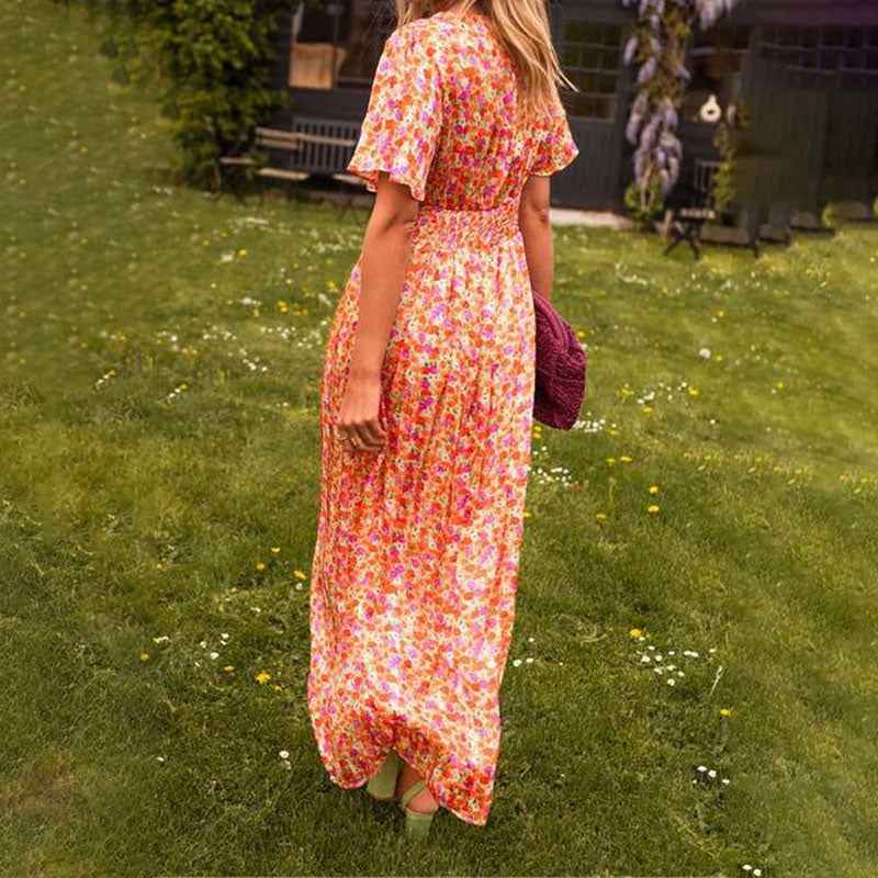 Romy V-Ausschnitt Sommerkleid – fließend, leicht und mühelos stilvoll