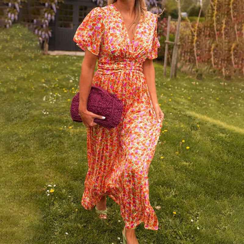 Romy V-Ausschnitt Sommerkleid – fließend, leicht und mühelos stilvoll