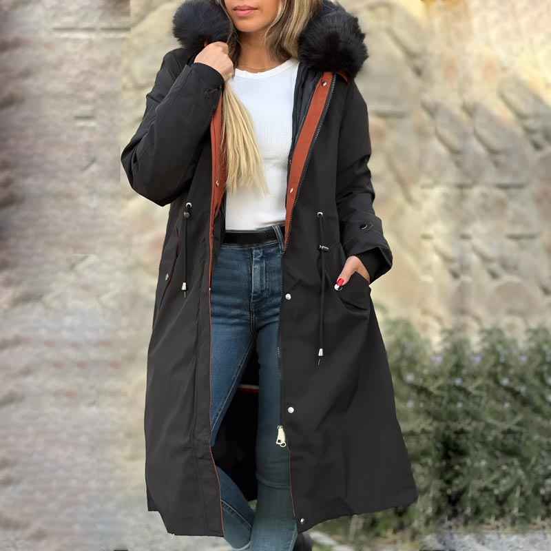 Fionna Damen-Winterjacke mit Kapuze und plüschigem Fellkragen