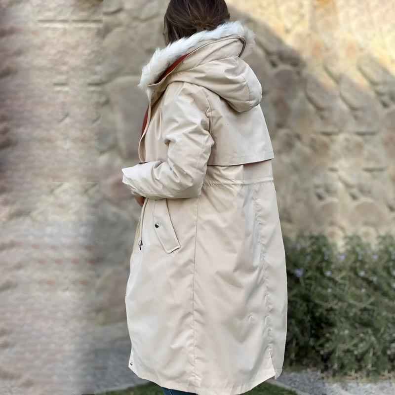 Fionna Damen-Winterjacke mit Kapuze und plüschigem Fellkragen