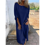 Elegantes Baumwoll-Leinen-Kleid in Zwei Teilen Damen