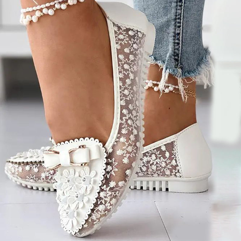 Elegante Damenschuhe mit Weichen Sohlen und Blumenmustern