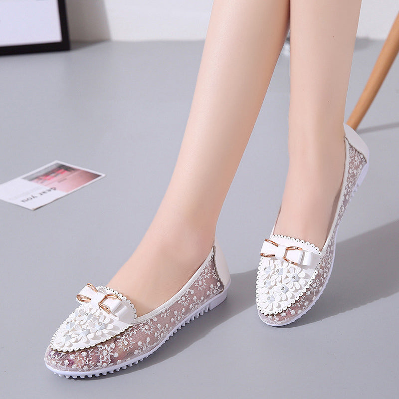 Elegante Damenschuhe mit Weichen Sohlen und Blumenmustern