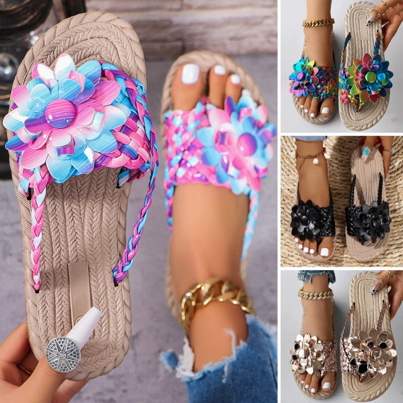 Blumengewickelte Damensandalen mit 50 % Rabatt, limitierte Edition