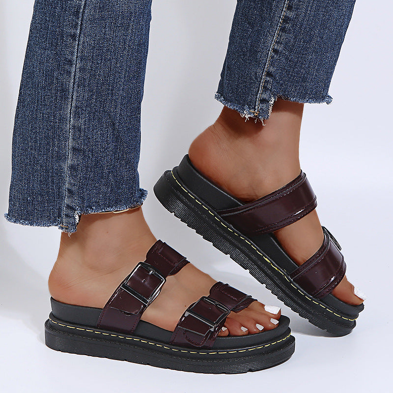 Dament Sandalen mit Schnallen und flexibler Plateausohle – Perfekt für einen lässigen und trendigen Sommer