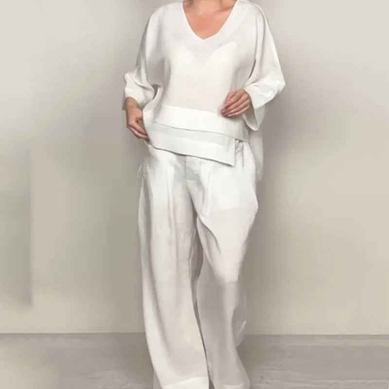 Lässiges Baumwoll-Leinen-Kurzarm-Set für einen eleganten und bequemen Stil