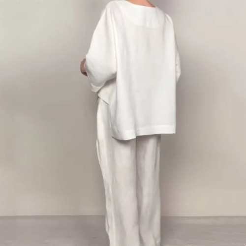 Lässiges Baumwoll-Leinen-Kurzarm-Set für einen eleganten und bequemen Stil