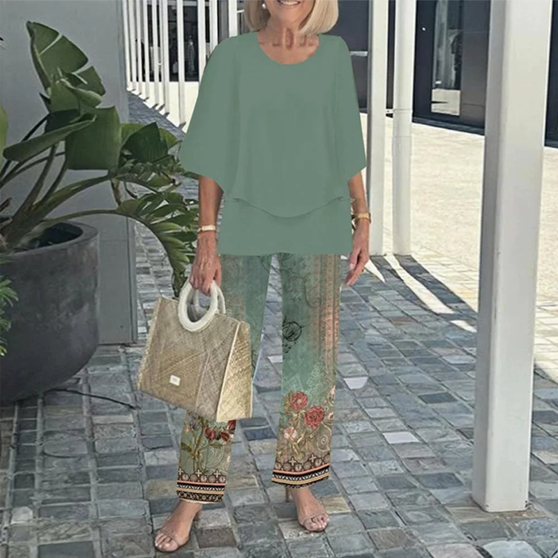 Elegantes und bequemes 2-teiliger Set aus gedrucktem Hose und Oberteil