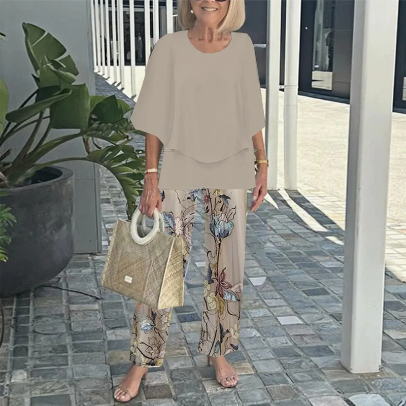 Elegantes und bequemes 2-teiliger Set aus gedrucktem Hose und Oberteil