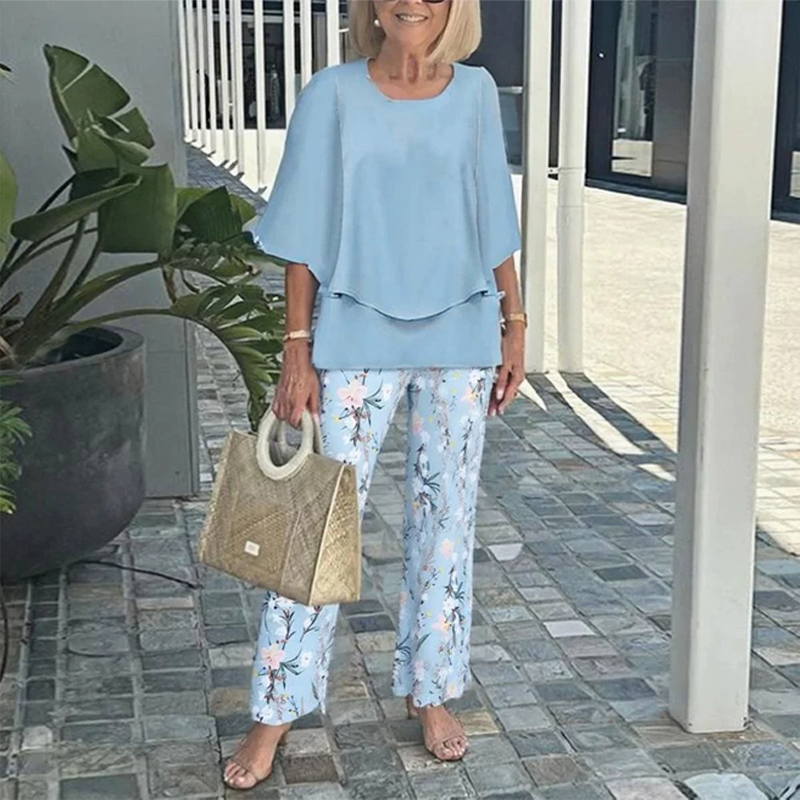 Elegantes und bequemes 2-teiliger Set aus gedrucktem Hose und Oberteil