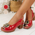 Elegante kitten-heels sandaler med metalbøjle til et stilfuldt og komfortabelt look