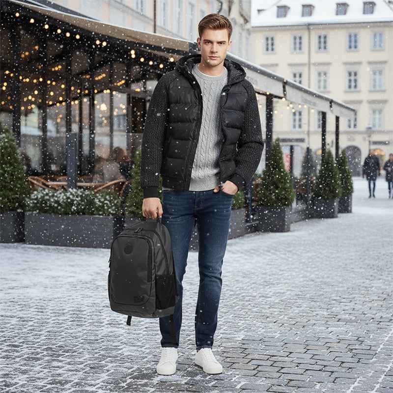 Thermische Jacke mit wattierter Kapuze und Windschutz – Wärme und vollständiger Schutz