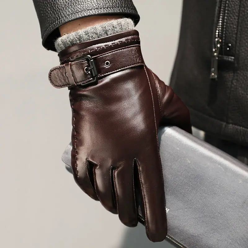 Herren-Lederhandschuhe mit Kaschmirfutter und Touchscreen-Funktion