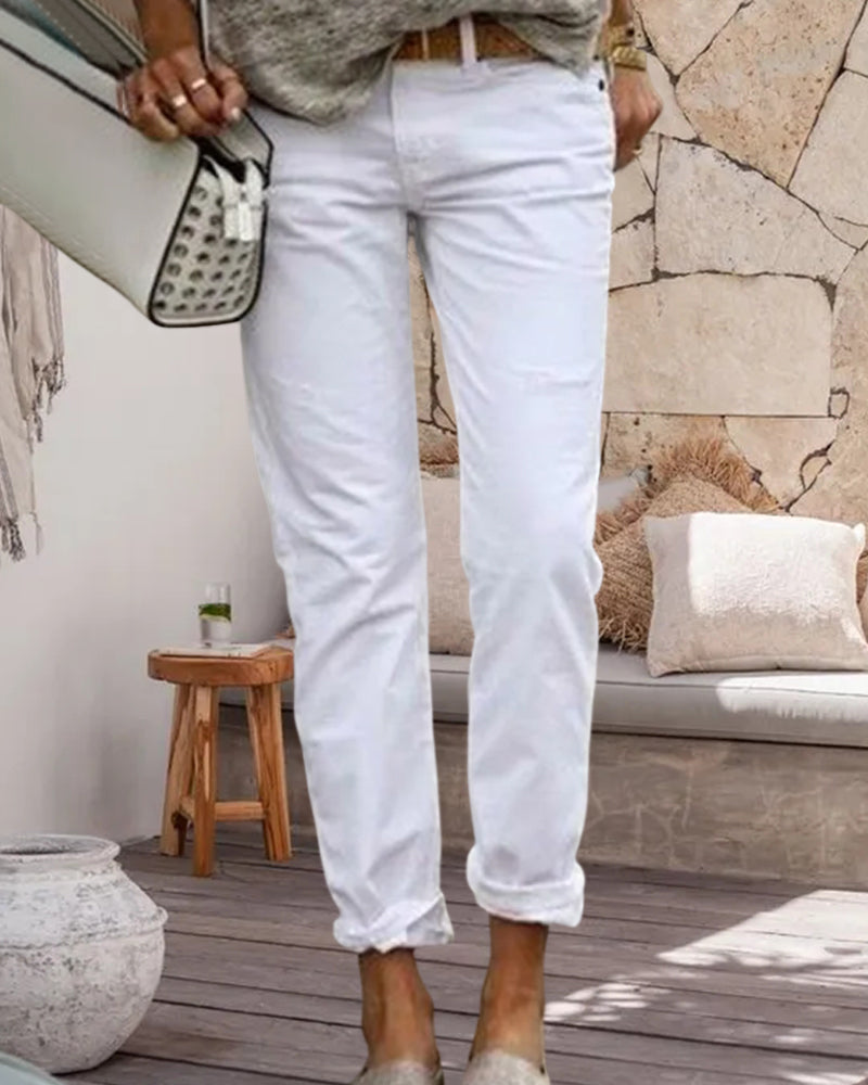 Elegante und bequeme legere einfarbige Hose für einen stilvollen Look