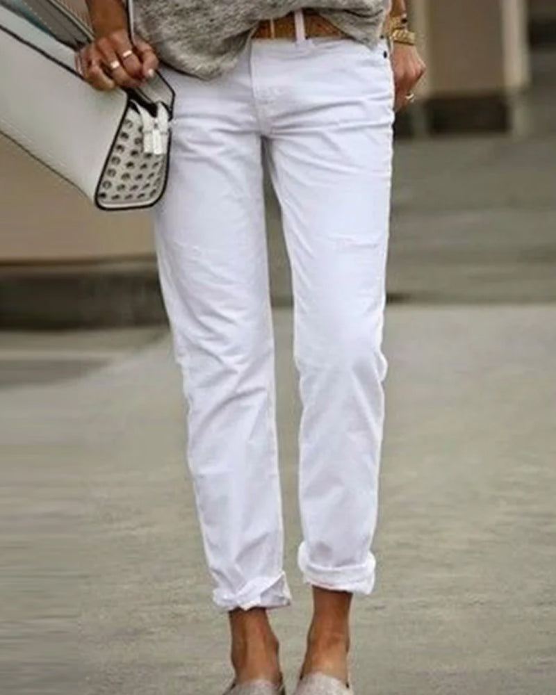 Elegante und bequeme legere einfarbige Hose für einen stilvollen Look